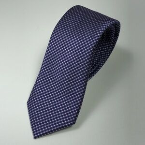 BRAND NEW Pronto Uomo Platinum 100% Silk Neck Tie 62” Purple Blue Dot Check